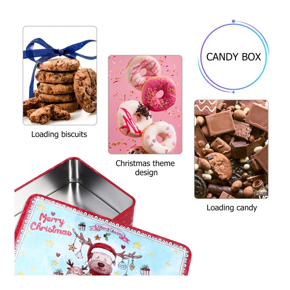 TOYANDONA Weihnachts-Keksdose Metall Quadratisch mit Rentier-Motiv | Perfekt für Plätzchen Süßigkeiten & Tee | Ideales Geschenk für Weihnachten & Neujahr Party-Gastgeschenke für Kinder
