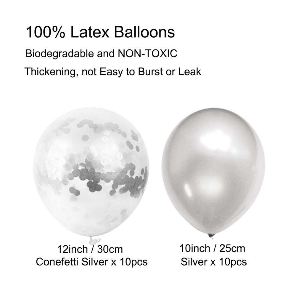 Luftballons Deluxe Set - Geburtstagsdeko Silber mit Happy Birthday Buchstaben Folienvorhängen Mylarfolie Stern & Herzform Konfetti. Perfekte Partydekoration für unvergessliche Momente