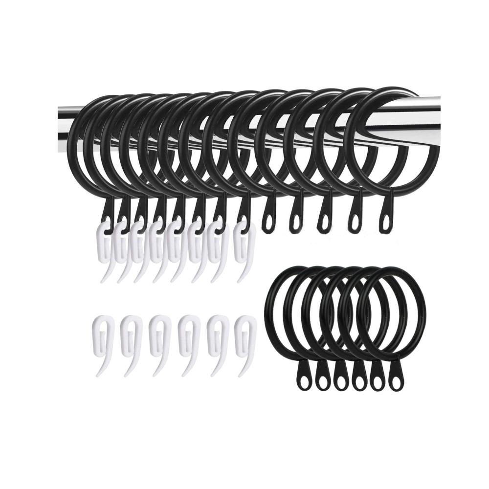 Premium Vorhangringe Set - 50 Metallringe (30mm) & 50 weiße Kunststoffhaken für Vorhänge und Stangen | Drapier-Schiebeösen inklusive | Hochwertige Aufhängung für elegante Fensterdekorationen