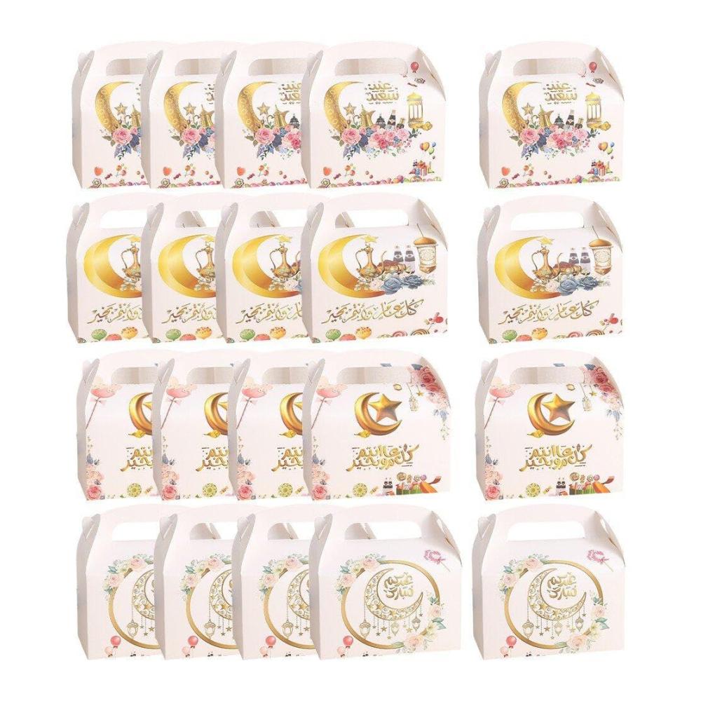 Eid Mubarak 20er Set Kuchenbehälter für Ramadan Party - Cookie Boxen für Muslimische Festlichkeiten - Geschenkverpackung für Eid Al-Fitr und