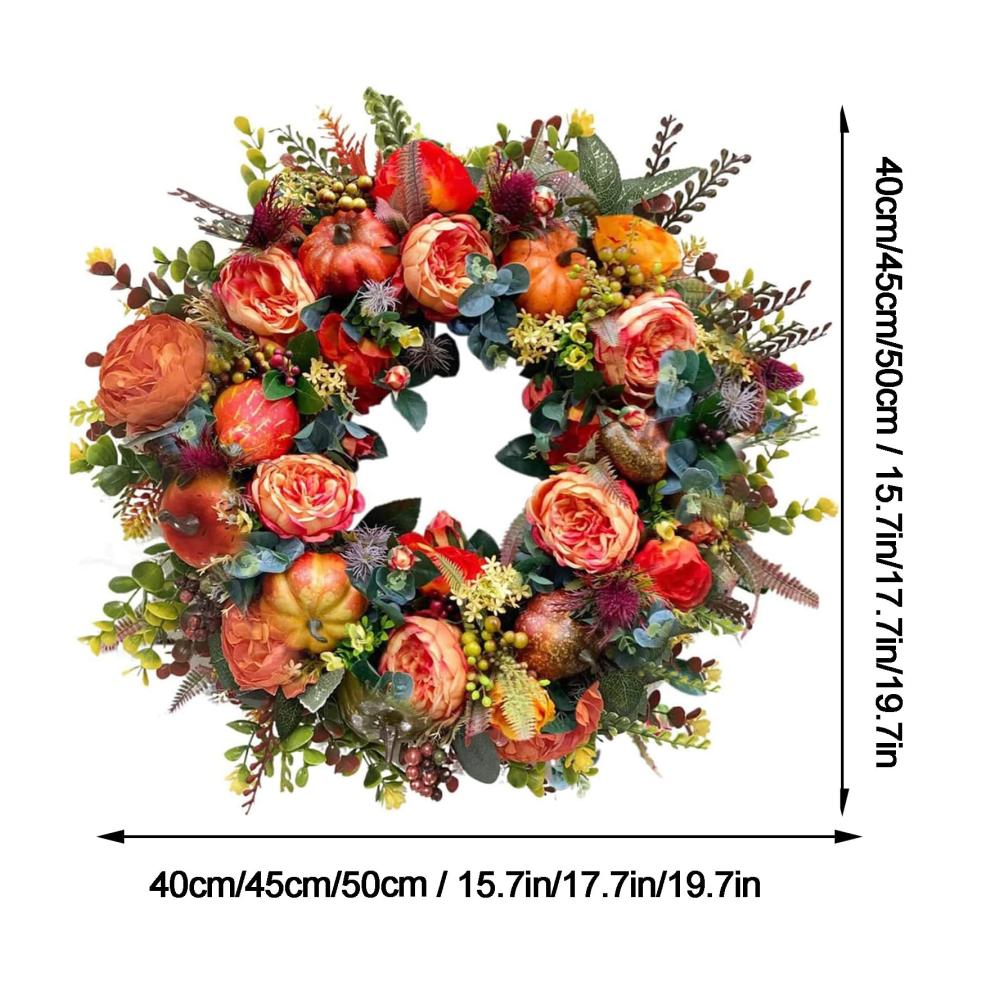 Entdecken Sie die Schönheit des Herbstes Set aus 2 künstlichen Pfingstrosen-Blumenkränzen mit Kürbissen für die Haustür 2023. Vielseitige Herbstblumen- und Erntedankkränze (40cm/45cm/50cm) für Hochzeit Fenster Wand und stilvolle Heimdekoration