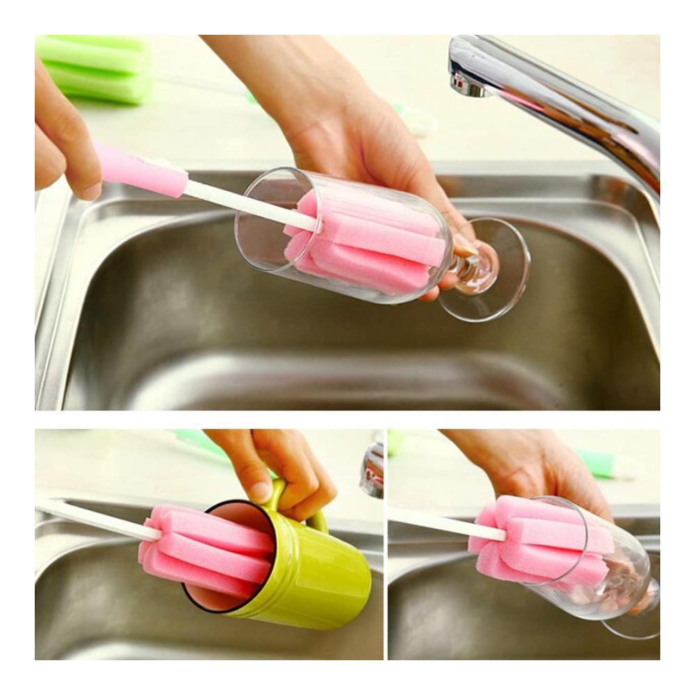 6er Set Flaschenbürsten mit langem einstellbarem Griff | Ideal für Babyflaschen Tassen Weingläser Kessel | Vielseitige Farbmischung