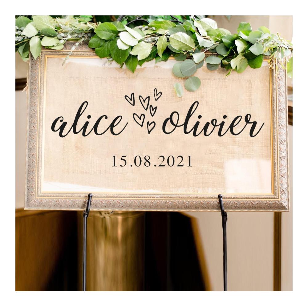 Individuelle Hochzeitsdeko Personalisierte Spiegel-Aufkleber für DIY-Hochzeitsparty-Schilder - Mit Namen und Datum - Hochwertiges Vinyl für eine einzigartige Empfangsdekoration