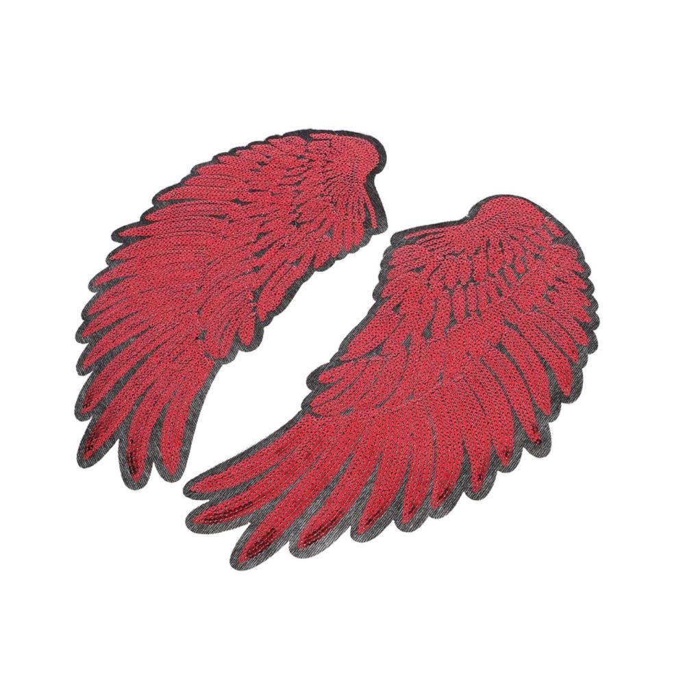 Brautapplikation mit Perlen versehen – Romantische Engel Flügelpatches zum Aufnähen | Hochwertige Stickerei für Kleidung Basteln & mehr | Inkl. Stickgarn & Pailletten für glanzvolle Akzente