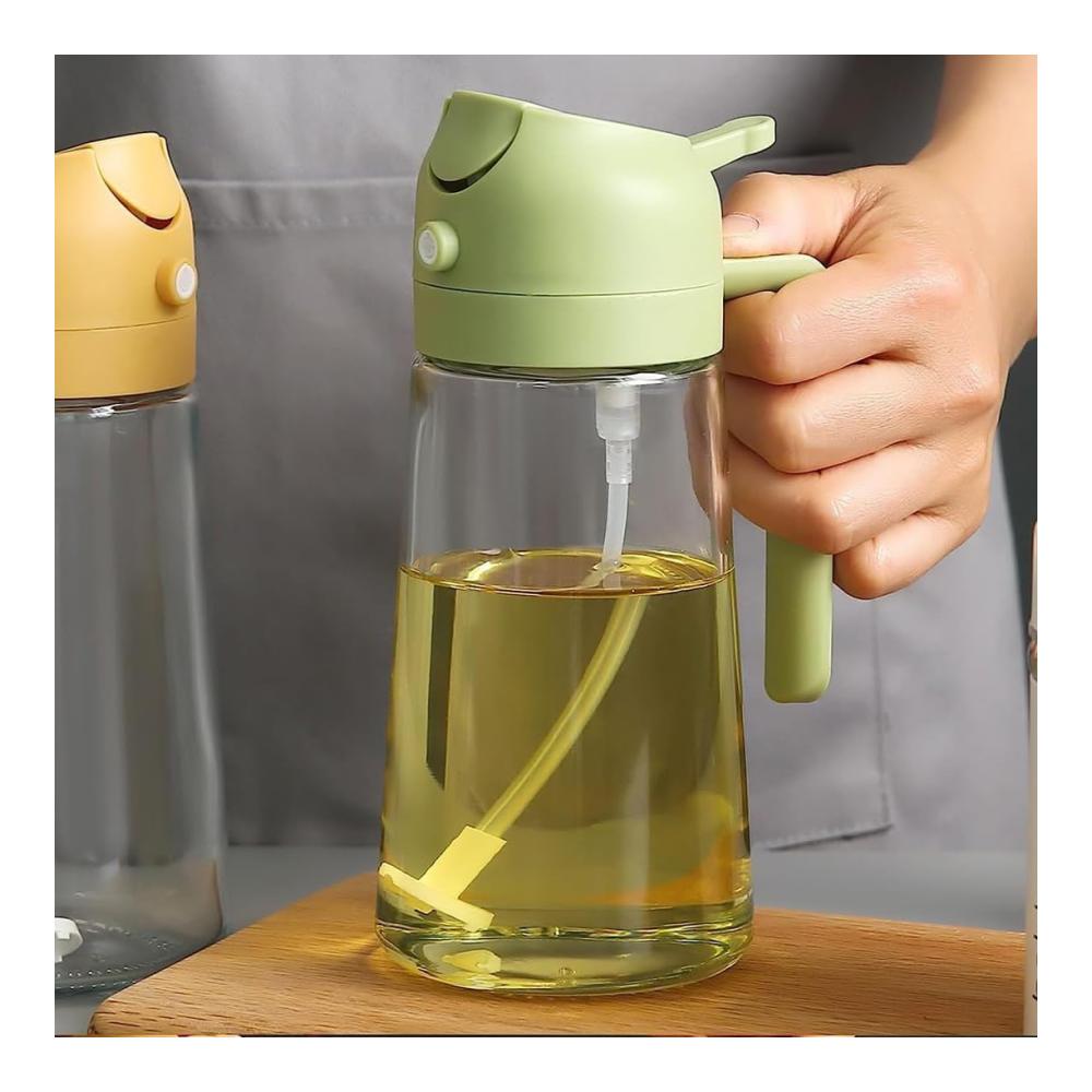 Ölsprüher & -spender 2-in-1 Multifunktions-Ölflasche mit Ausgießer und Sprüher – Perfekt für Heißluftfritteuse Kochen Backen Grillen und Salat. Praktische Öl-Sprayflasche für die moderne Küche