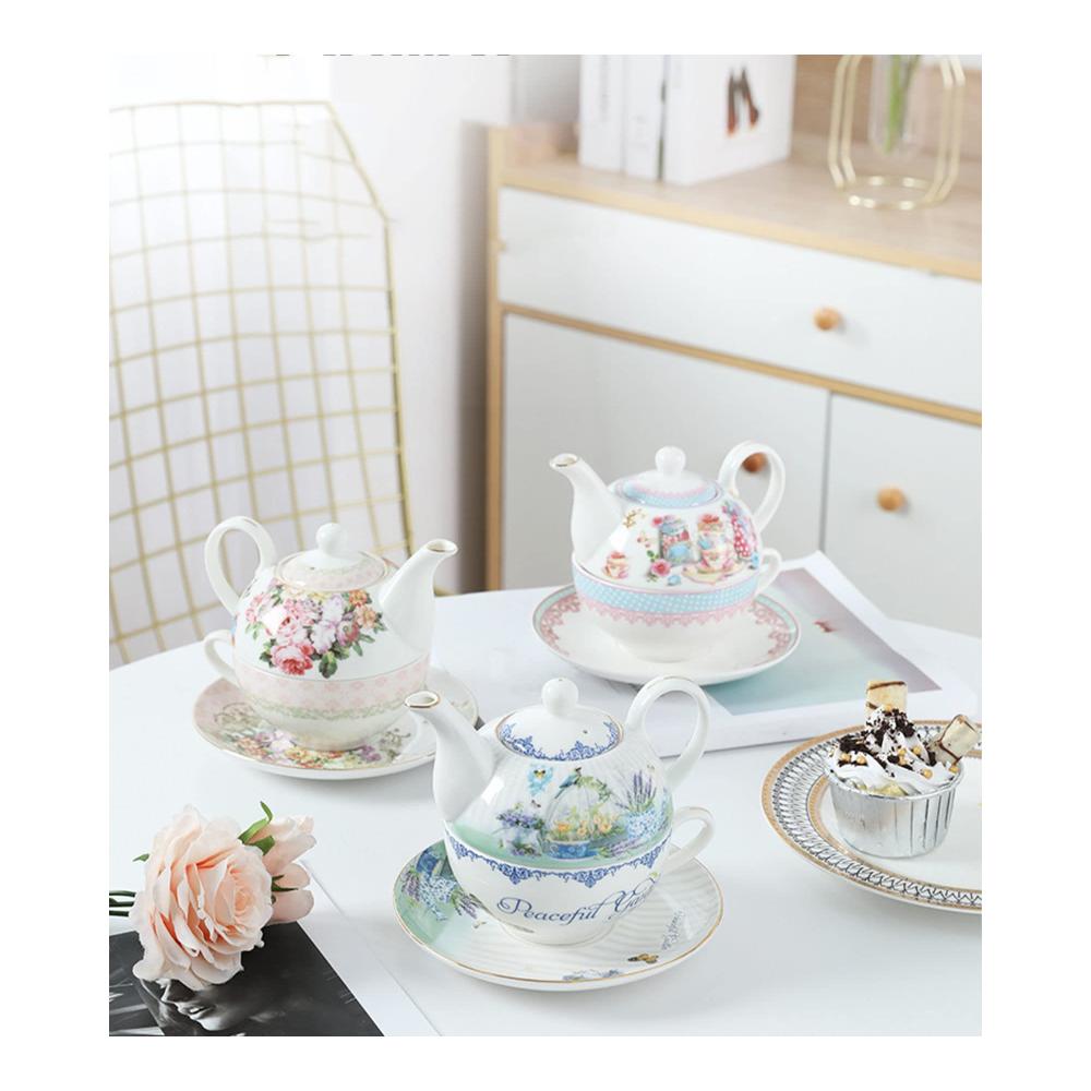 Elegantes Bone China Tea for One Set - Teekanne und Tassen für eine Person - Perfektes Geschenk für Frauen und Mädchen - 300ml Teekanne - Stilvolles Teeset für entspannende Momente