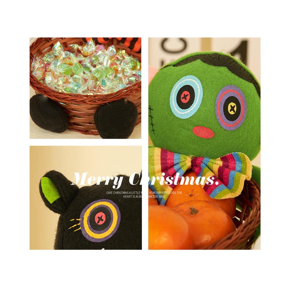 Handgewebter Bonbonservierer für Halloween Spukhafte Puppe als Obstschale & Süßigkeitenkorb - Dekorative Schale für Feiertagspartys & Tischdekoration - 4er Pack