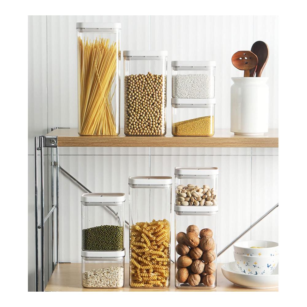 Organisiere deine Küche mit Stil Vorratsdosen Set aus BPA-freiem klarem Kunststoff - 4er Pack Küchenbehälter mit Deckel für Teigwaren Müsli Zucker & Mehl