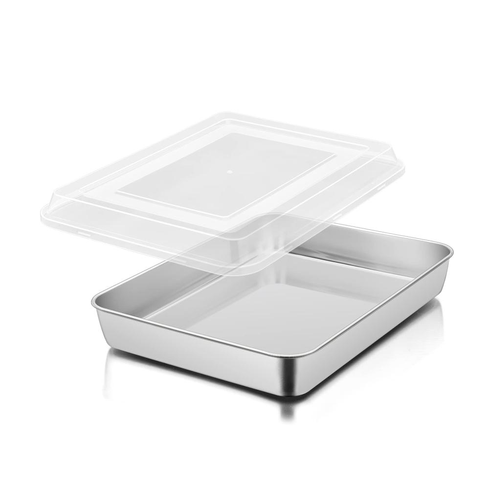 Edelstahl Backblech mit Deckel 31x24x5 cm – Robuste Fettpfanne für Brownies Lasagne & mehr – Spülmaschinenfestes Ofenblech für perfekte Ergebnisse – Backen und Kochen leicht gemacht