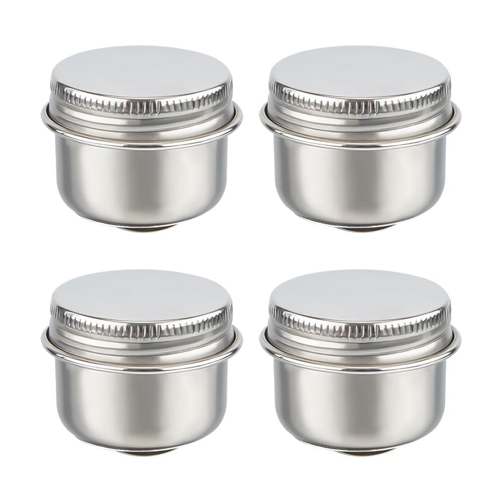 Premium Farbnäpfe Set - 4er Edelstahl Ölmalerei Becherpalette mit Deckel und Clip | Großvolumige Metalllöffel Maltöpfe für Künstler | Praktischer Palettenbehälter zum Malen