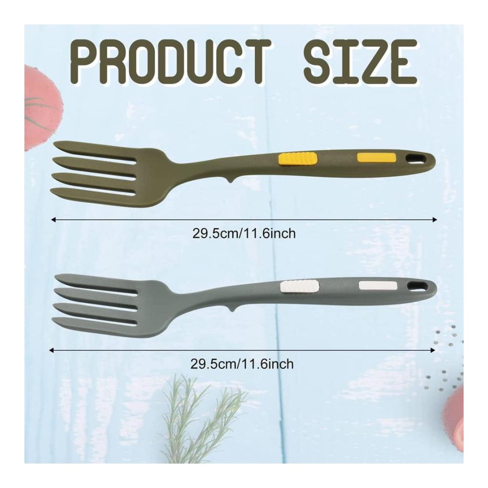 Tafelgabeln Set – 2-teilige Hochleistungs-Silikon-Kochgabeln | Hitzebeständig & Multifunktional für Nonstick-Kochen | Ergonomische Griffe für müheloses Kochen