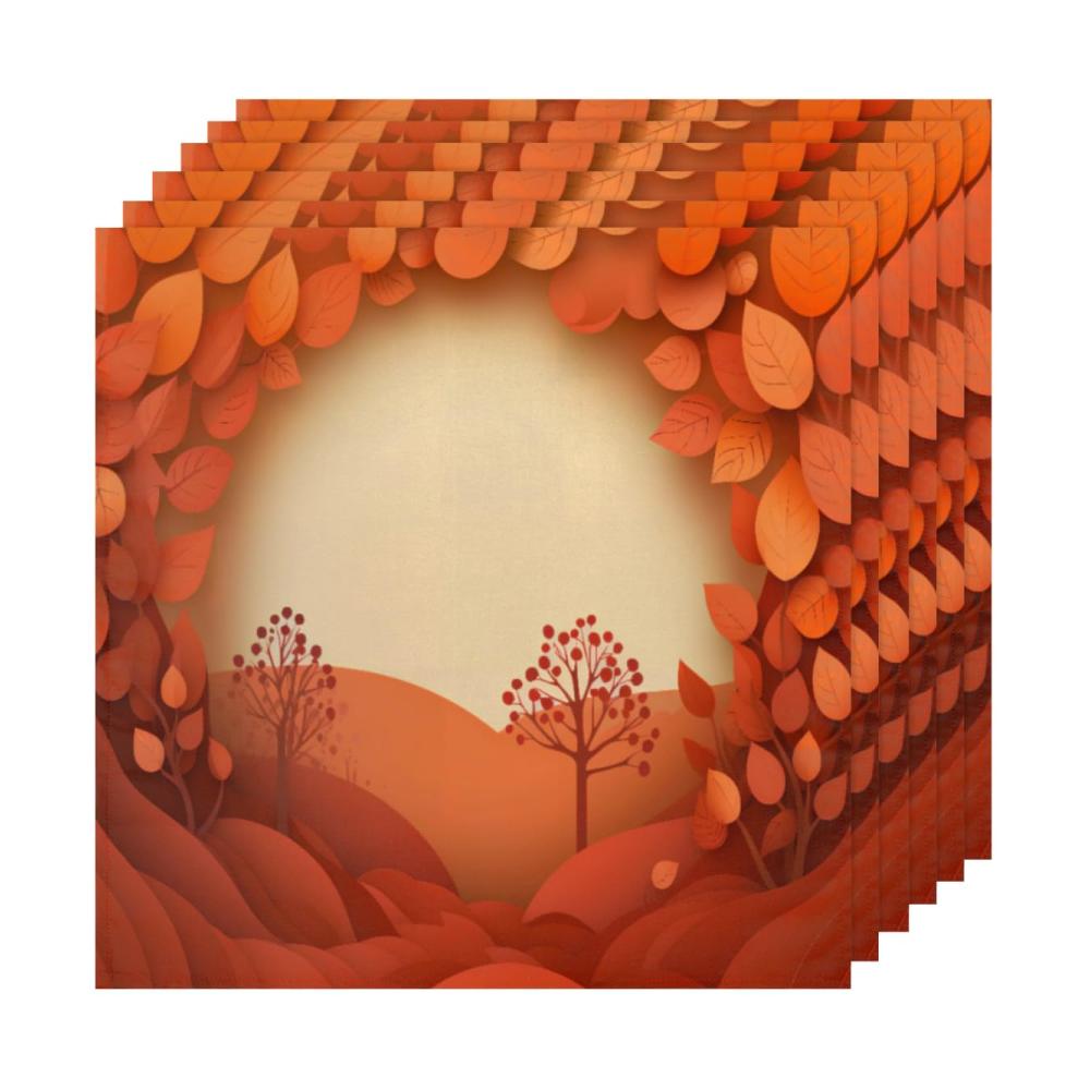 Entdecken Sie die Eleganz Herbstblätter Stoffservietten | Waschbar & Wiederverwendbar | Gesäumte Kanten für Zuhause Hochzeit Party | Dekorative Tischdekoration | 6 Stück 50.8 x 50.8cm