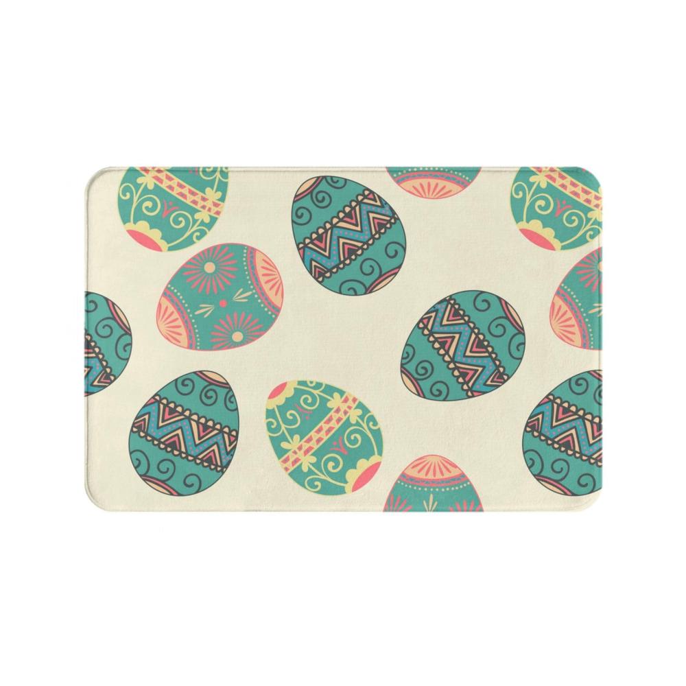 Erfrischende Flanell-Fußmatte Bunte Eier Ostern-Vibes Saugfähigkeit & Rutschfestigkeit für Innen & Außen. Ideal als Willkommensmatte & Badezimmerteppich. 60x40cm