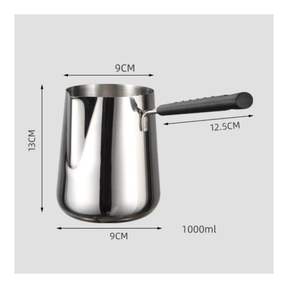 Edelstahl Kaffeekanne 1000ml - Wärmekanne mit Pfanne für türkischen Kaffee & Schokolade perfekt für Milch & Schmelzen stilv