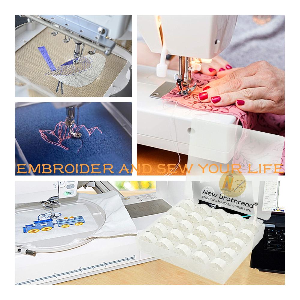 25 Stück Weiße Vorgewickelte Spulen Unterfaden Set - 70D/2 (60WT) Kunststoffspulen Größe A SA156 für Nähen & Stickerei - Passend für Brother Babylock Janome Singer Kenmore - Hochwertiges Nähzubeh