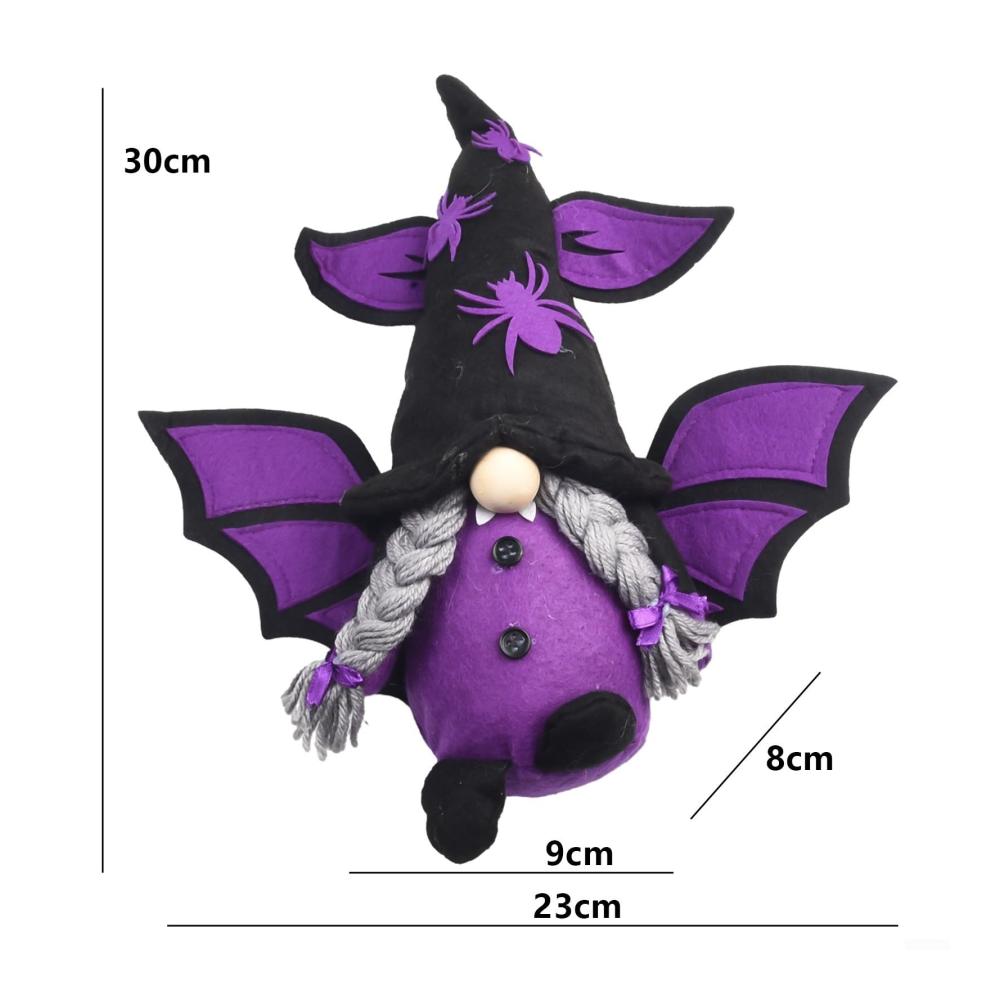 Entzückende handgefertigte Plüsch-Gesichtslose Puppen 2er-Set mit Fledermaus-Vampir alter Mann und Zwergmotiven - Perfekte Puppenornamente für einzigartige Dekorationen - 32 x 8 x 30 cm