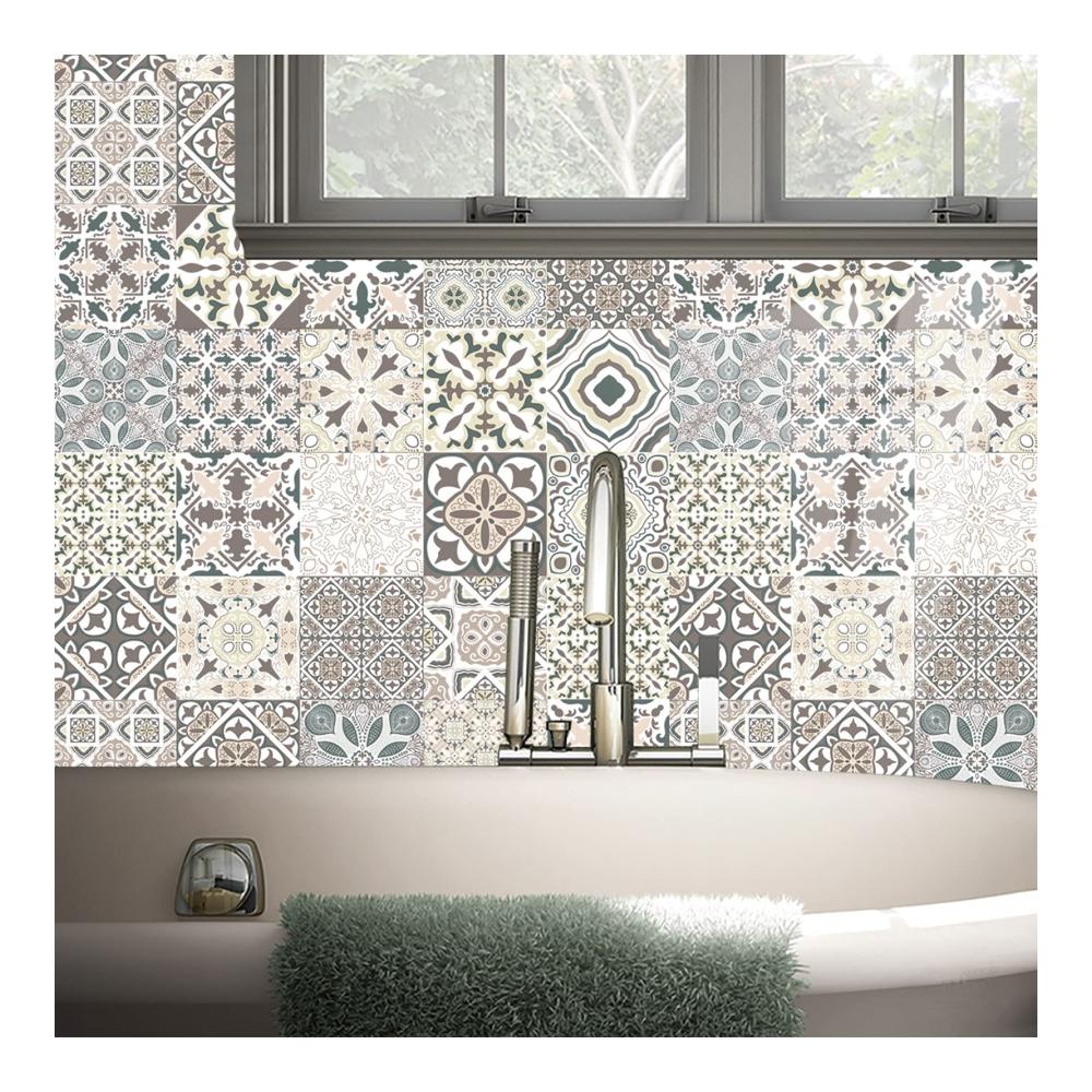 Premium Fliesenaufkleber Set – Selbstklebende Keramik Marmor Wandaufkleber für stilvolles Zuhause - Vintage Dekor in PVC wasserdicht – Ideale Küchen- und Badezimmer-Verzierung (48 Stück 10cm x 10cm