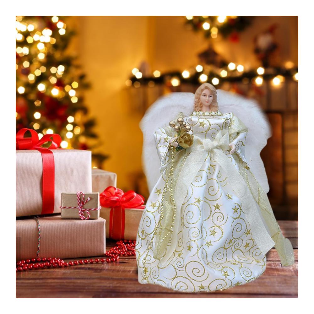 Weihnachtsengel Baumspitze | Christbaumspitze Engel Weiß | Festlicher Spitzenengel für Weihnachtsbaumdekoration | Handgefertigte Weihnachtsengel-Figur | Weihnachtsbaum Schmuck und Deko