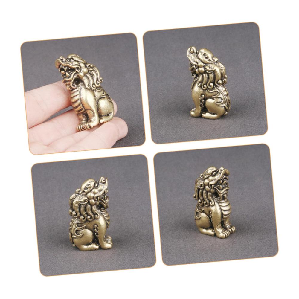 Exquisite Puppen-Sammlerstücke Feng-Shui Pi Yao Reichtumsskulptur aus Messing Bürodekoration mit Löwenfigur handgefertigtes Bastelornament für Glück und Wohlstand