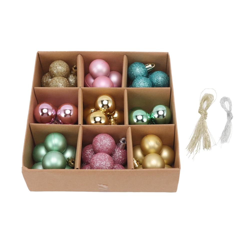 54 Stück 3 cm Große Weihnachtskugeln Set - Bruchsichere Kunststoff-Hängeornamente in Pink Blau und Gold - Perfekt für Zuhause Weihnachtsfeier und Dekoration - Hochwertige Weihnachtsbaumkugeln
