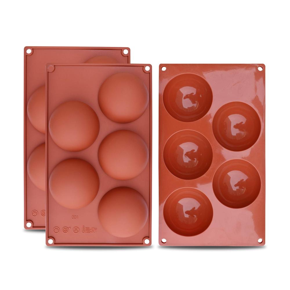 homEdge Extra große 5-fach-Halbkugel-Silikonformen Set – Perfekt für Schokoladenliebhaber! Backen Sie leckere Kuchen formen Sie süßes Gelee oder zaubern Sie verführerische Dome-Mousse. Inklusive 3 Packungen für endlose Kreationen