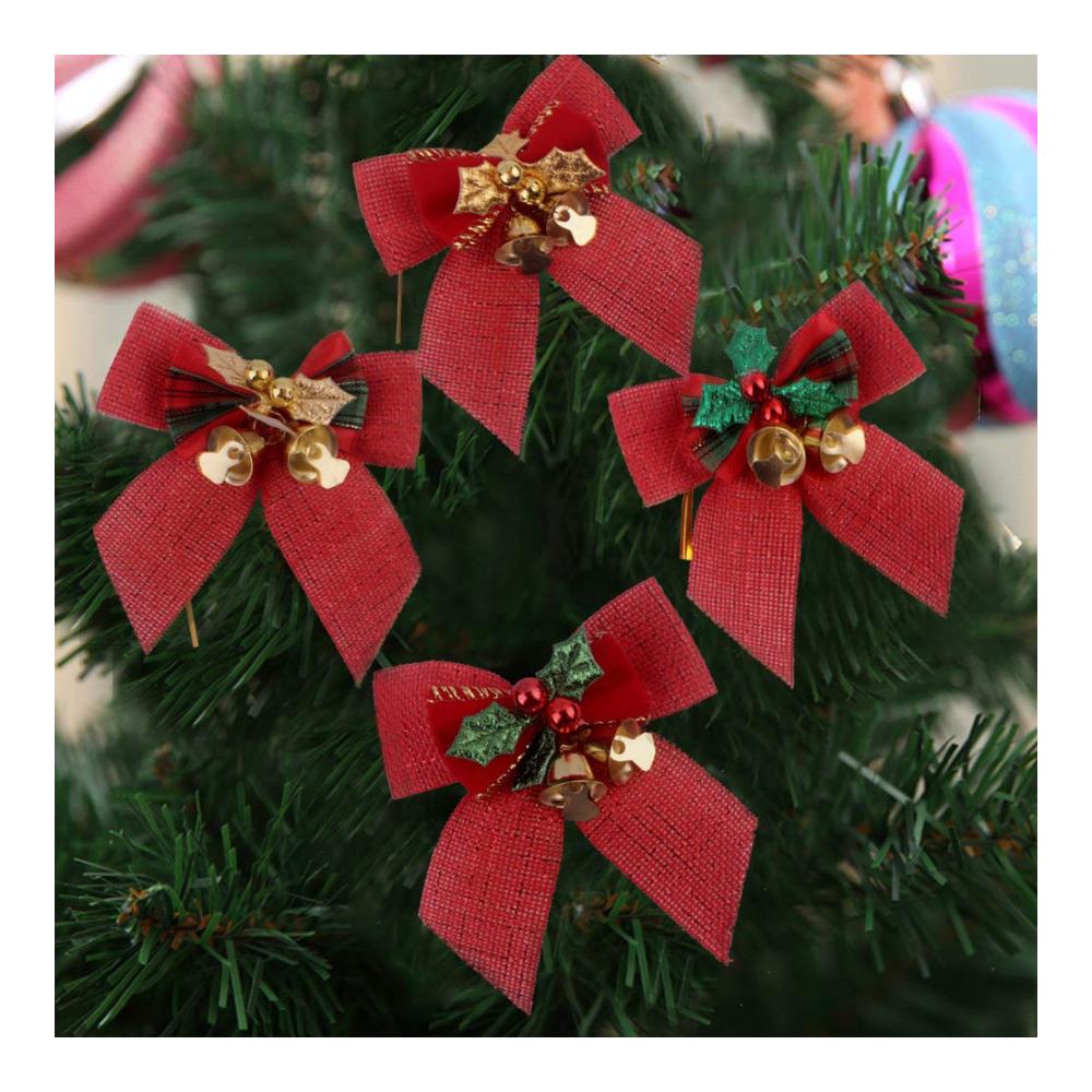 8 Stück Weihnachtsbaum Ornamente Christbaumschmuck Schleifen Schleifen Weihnachten Weihnachtsschleifen Golden Blätter - Exquisite Weihnachtsschleifen & Bänder für festliche Akzente | Perfekt zum Verschönern von Geschenken & Dek