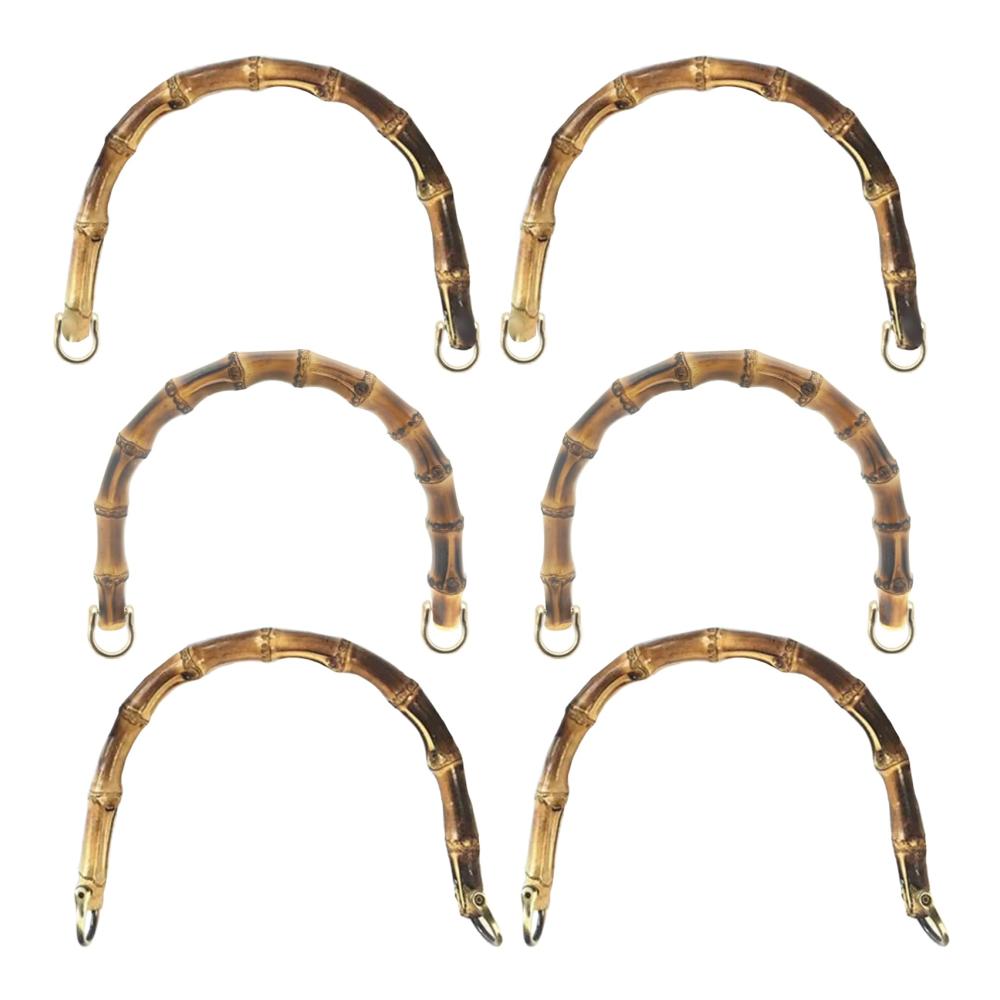 Exquisite Handtaschengriffe aus Bambus - 2er Set für DIY-Projekte | Robuste U-Form mit goldenen Schnallen | Ideale Ersatzgriffe für die Taschenherstellung und kreatives Basteln | Goldgelb Groß