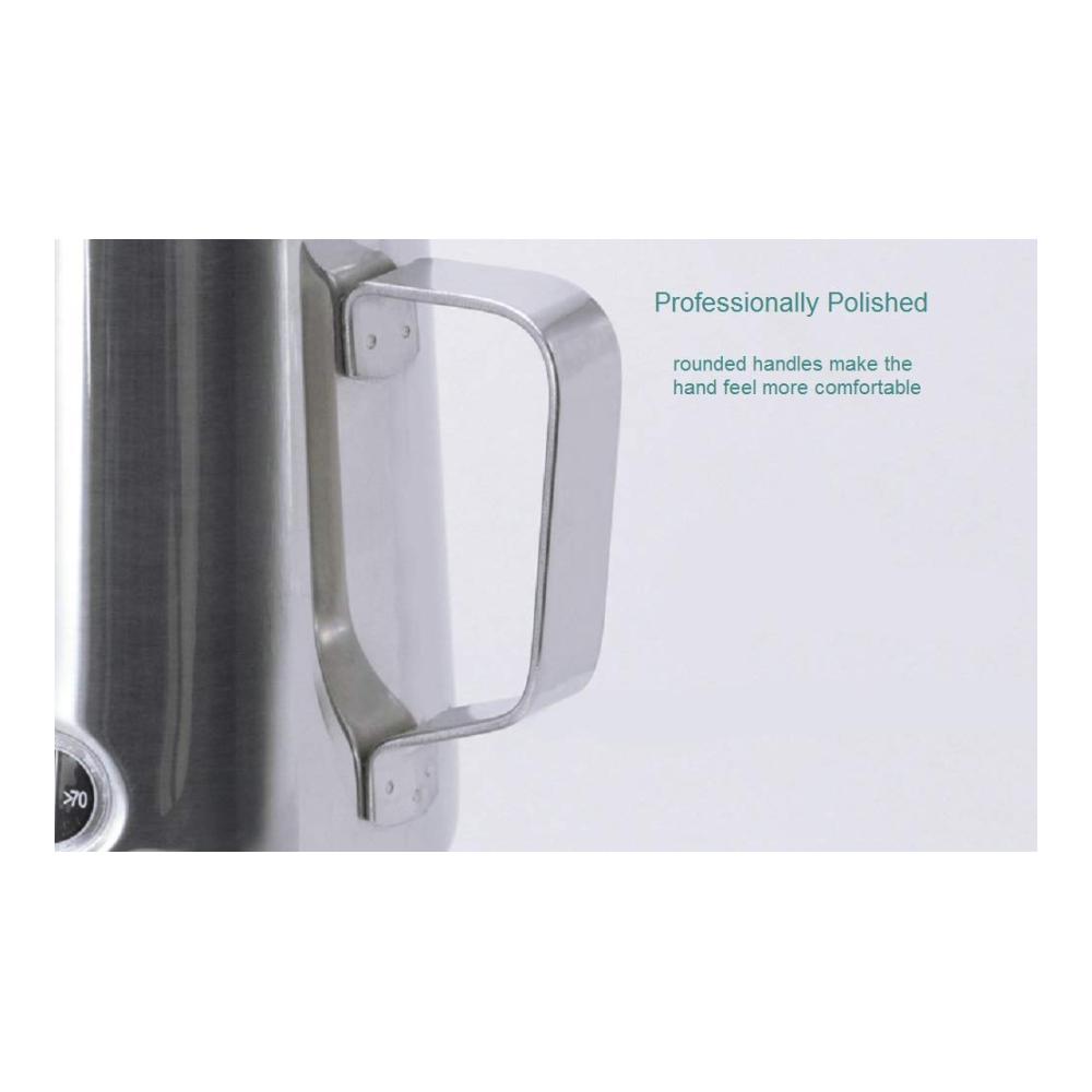 Milchschaumkännchen mit Thermometer  SUS304 Edelstahl Temperaturkontrolle | Milchaufschäum-Krug für Latte Art und cremigen Kaffee | Dampfkrug 600 ml | Edelstahl silber 20oz