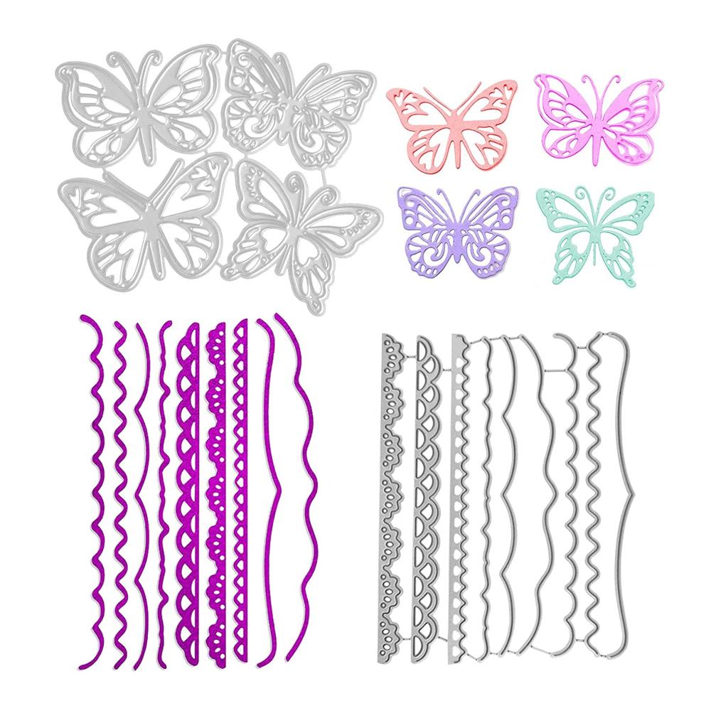 Hochwertige Metall-Stanzbögen für DIY Kartenherstellung & Scrapbooking – 9 Schmetterlingsformen inklusive Spitze & Prägeschablone – Ideales Werkzeug für Fotoalben & Handwerksprojekte