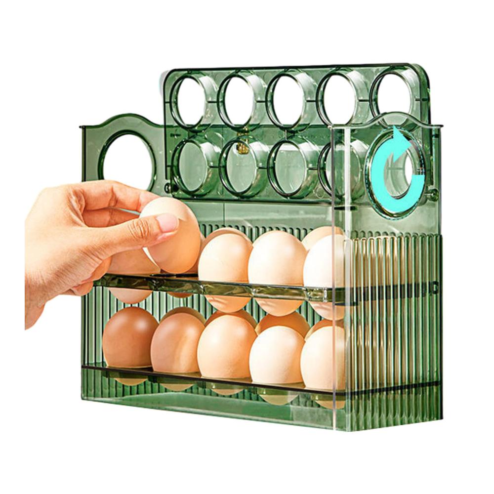 Platzsparender Eierkorb für Kühlschrank | 3-stufiges Eierhalterregal für 30 Eier | Vielseitiger Eieraufbewahrungsbehälter | Kühl und praktisch | Premium Küchenorganisation