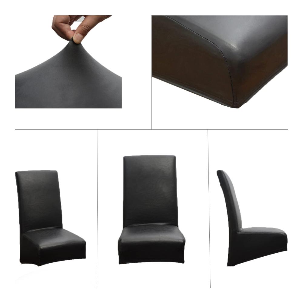 5er Set Premium Hussen für hohe Rückenlehnenstühle - Stretch Wasserdicht & Abnehmbar - Esszimmer Stuhl Schonbezüge in modernem Design - Ideal für den Schutz und die Verschönerung Ihrer Möbel - Anthrazitgrau