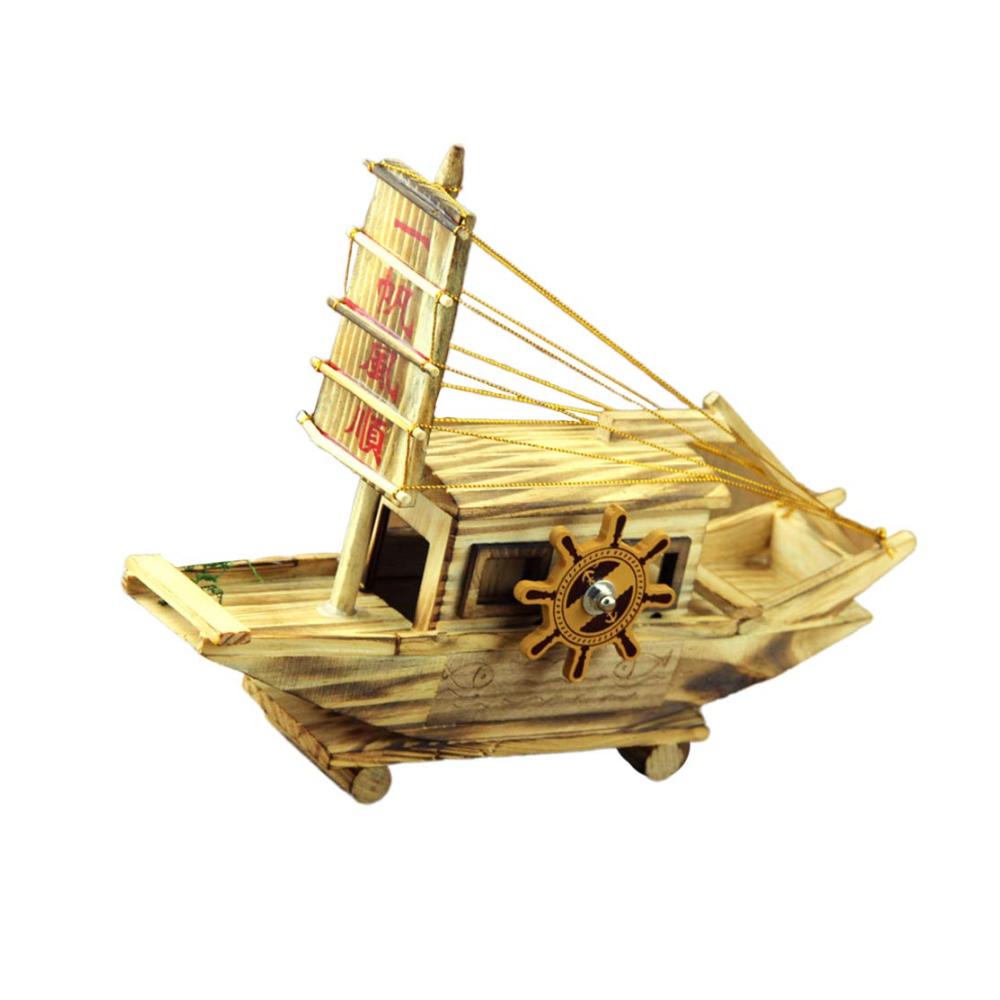 Entzückende Vintage-Spieluhr Dekorative Holz-Segelboot-Skulptur – Perfektes Geschenk für Heim und Büro! Sammeln Sie zeitlose Erinnerungsstück