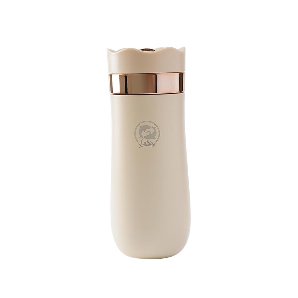 Hochwertige Thermosflasche Isolierter Kaffeebecher für unterwegs | Auslaufsicherer Deckel | Wiederverwendbar | Perfekt für Büro Reisen & Outdoor | Gold-Design