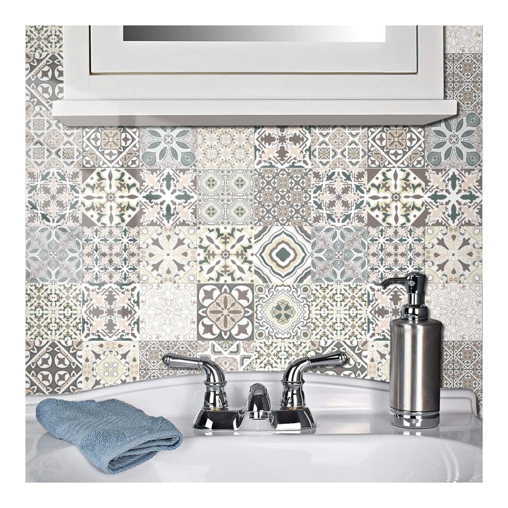 Premium Fliesenaufkleber Set – Selbstklebende Keramik Marmor Wandaufkleber für stilvolles Zuhause - Vintage Dekor in PVC wasserdicht – Ideale Küchen- und Badezimmer-Verzierung (48 Stück 10cm x 10cm