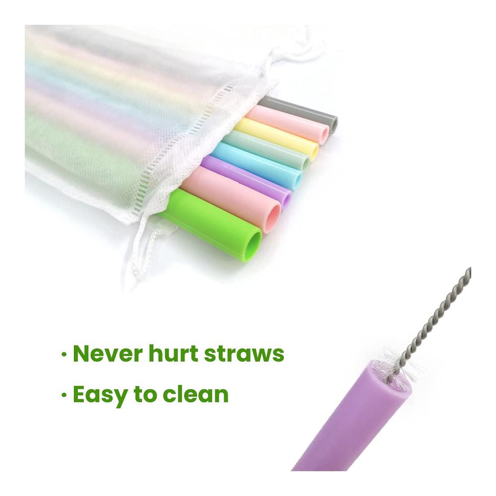 Entdecken Sie DailyTreasures 14er Set Wiederverwendbare Silikon Strohhalme inkl. 2 Reinigungsbürsten - Bunte Bubble Strohhalme für Cocktail Kaffee Saft - Nachhaltig & BPA-frei