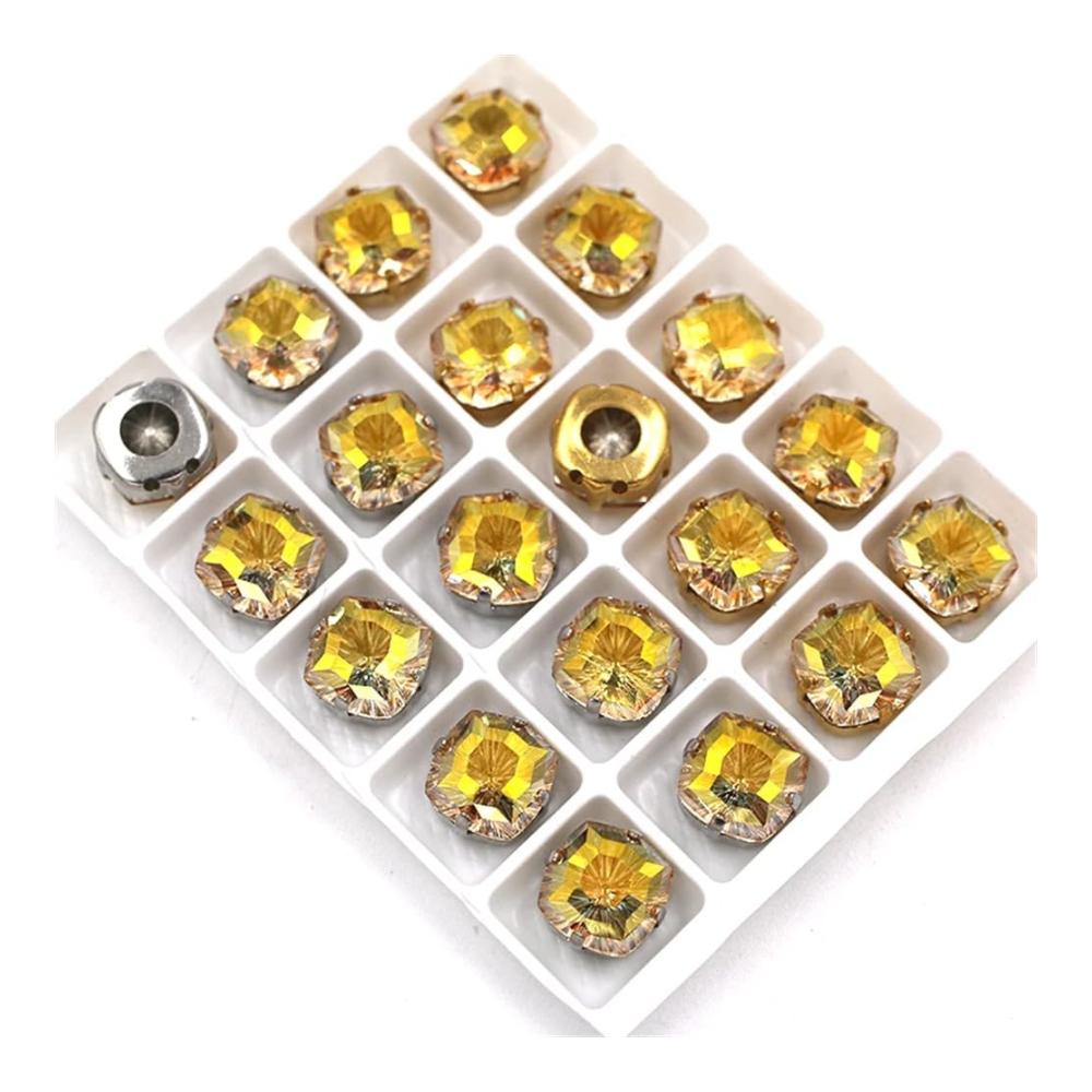 10 Stück Strasssteine Set Quadratische Glasstrass Kristalle (8 mm/10 mm) mit Nähklauen für Bastelarbeiten - Silberkralle inklusive! Bringt Glanz in deine Projekte