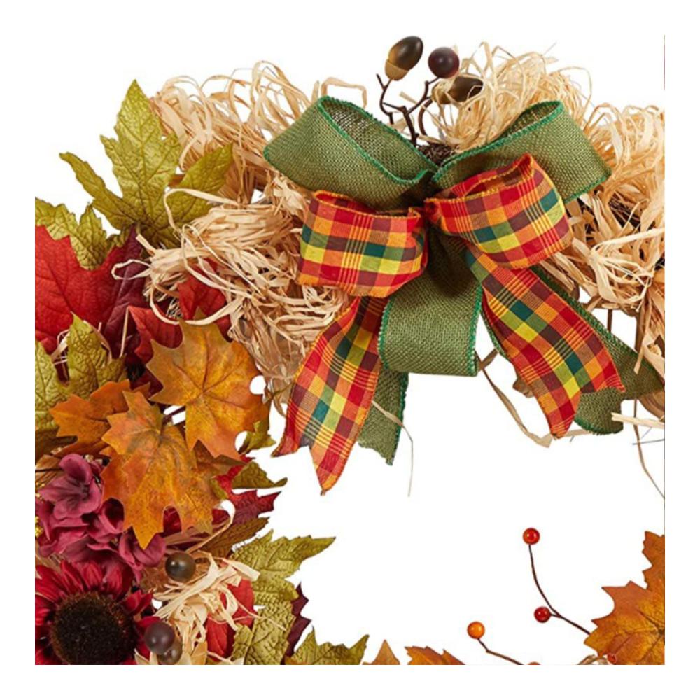 Entdecken Sie die Schönheit des Herbstes 30cm Künstliche Ahornblatt-Strohkränze für Haustür – Perfekte Dekoration für Innen- und Außenbereiche – Herbstliche Atmosphäre genießen