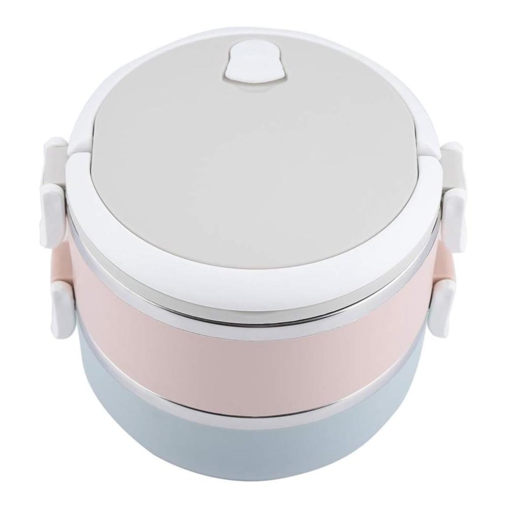 Genießen Sie unterwegs frische Mahlzeiten Edelstahl-Thermobehälter - Tragbare Bento-Boxen mit Griffen auslaufsicher und umweltfreundlich - 2100 ml Kapazität - Drei Schichten