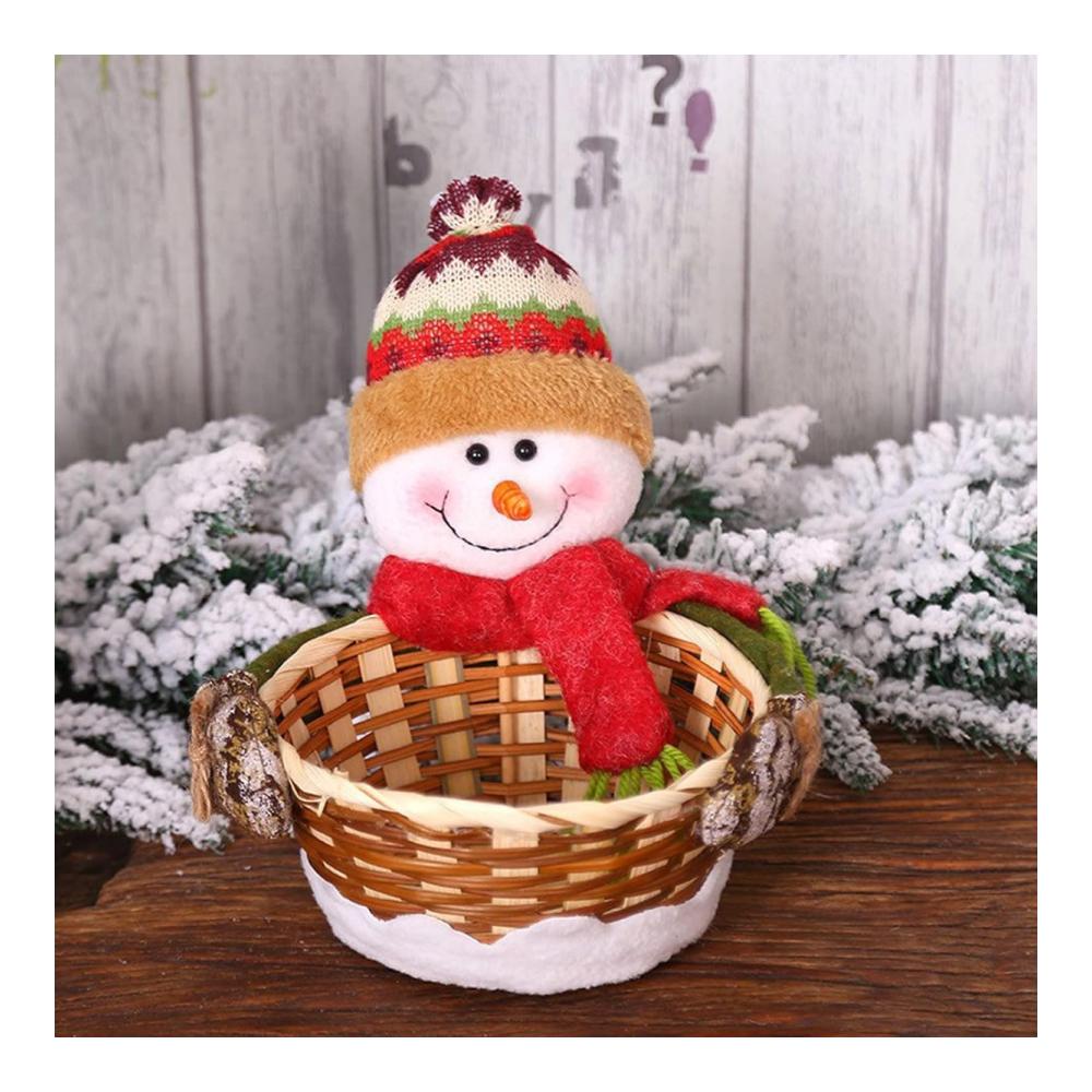 Weihnachts-Süßigkeiten-Aufbewahrungskorb Bonbonservierer Weihnachtsmann Rentier Schneemann - Süßigkeiten-Korb Weihnachtsdekoration Süßigkeiten Schüssel Teller Weihnachtszucker-Behälter (Schneemann) für festliche Leckereien