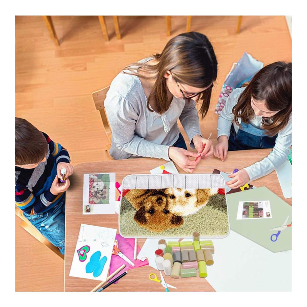 DIY Knüpf-Sets Latch Hook Kit mit Tiger-Motiv für Erwachsene und Kinder - Komplettes Handarbeit-Set zum Selber Knüpfen von Teppichen und Kissen 85x63cm
