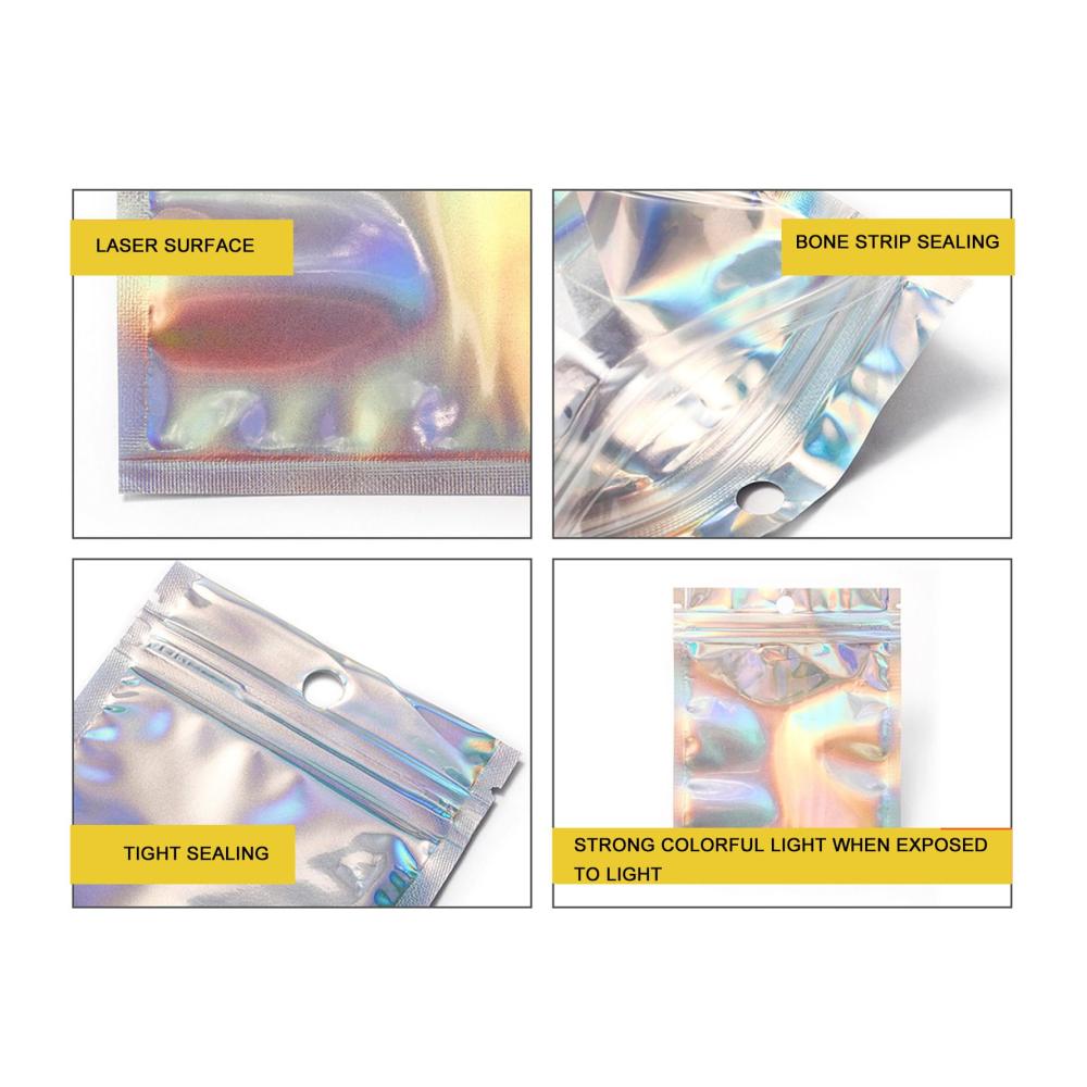 200-teiliges Vorratsdosen-Set Wiederverschließbare Holografische Verpackungsbeutel ideal für Partygeschenke & Handy Zubehör - Selbstverschließende Folienbeutel mit Druckverschluss