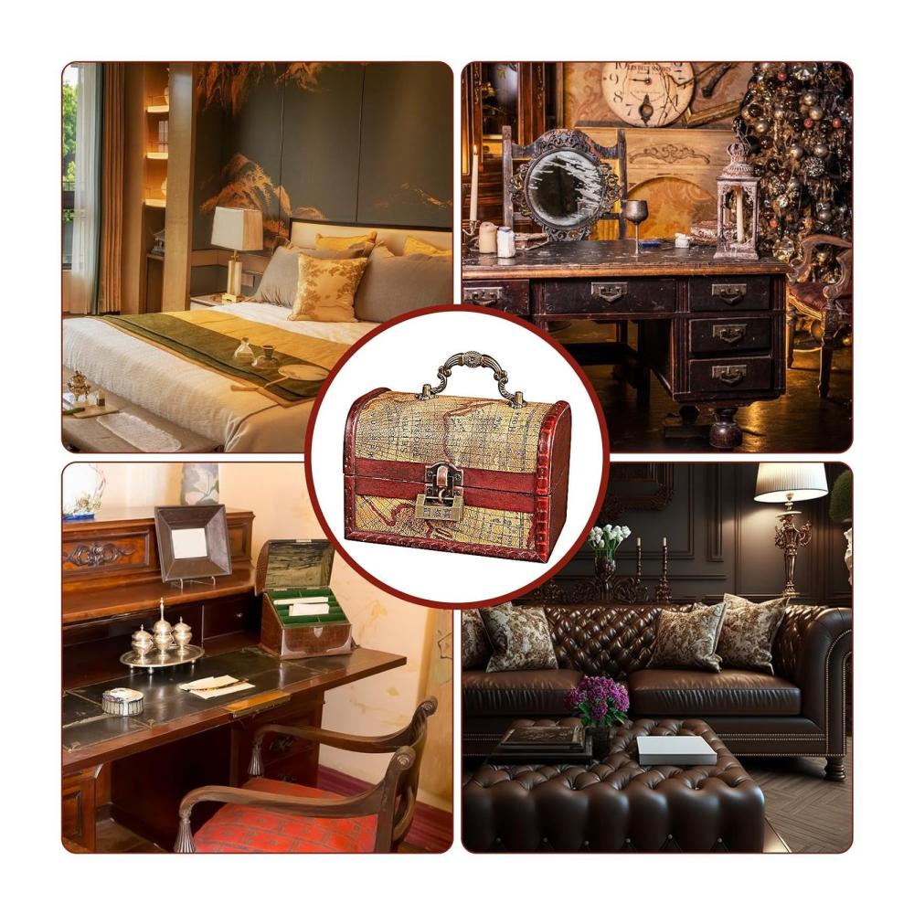 Entdecken Sie den Charme von Boxen & Kästen mit unserer exquisiten Schatzkiste aus Holz – Kleine Truhenkiste im Vintage-Stil mit Schloss und Griff. Perfekt für Schmuck Andenken Münzsammlungen und stilvolle Wohndekoration. Hochwertige Holztruhe für zeitlose Eleganz