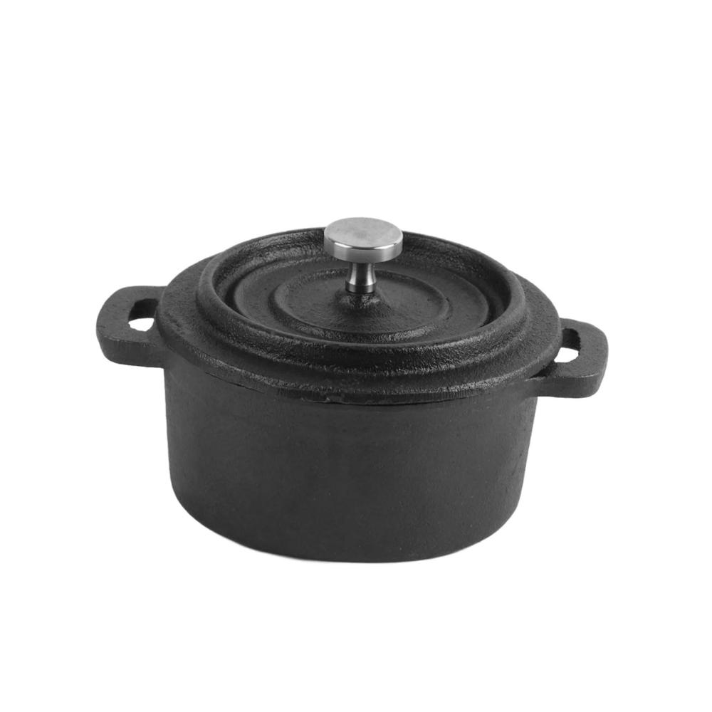 Gusseisen-Kasserollen-Set Hochwertiger Doppelgriff-Auflauftopf mit Deckel für Grillen Backen und Kochen - Schwarzer kleiner Auflauf ideal für kulinarische Meisterwerke