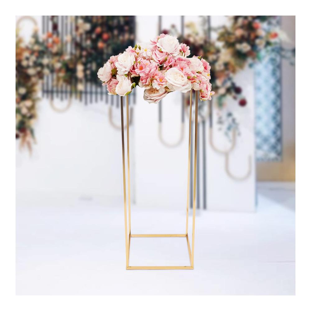 Goldener Blumenständer 80cm - Edler Sockel für Hochzeiten & Events - Metallständer für Tafelaufsätze Dekorationen & mehr - Party & Dinner Centerpiece in Gold - Stilvolle Blumenstütze & Säule