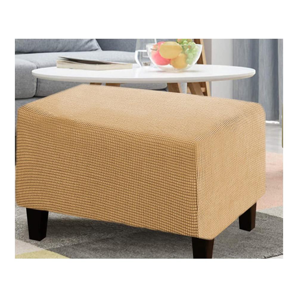 Hochdehnbare gelbe Sitzauflage für Ottomanen | Wasserdichter Schutzbezug für Fußhocker | Waschbarer Staubschutz | Rechteckiges Design | 1 Stück