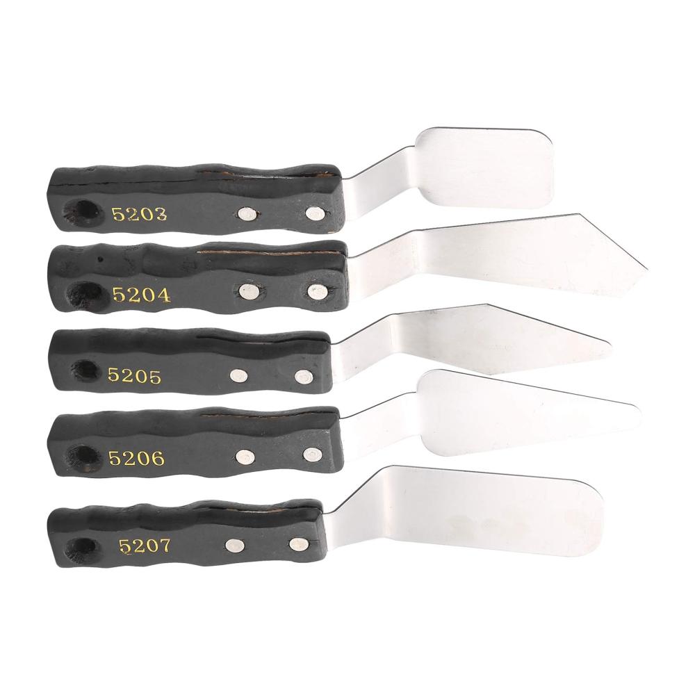 Profi Malmesser Set - 5-teiliges Edelstahl Palettenmesser-Set mit Holzgriffen für Ölgemälde Acryl- & Leinwandmalerei - Leicht zu reinigen & vielseitig verwendbar