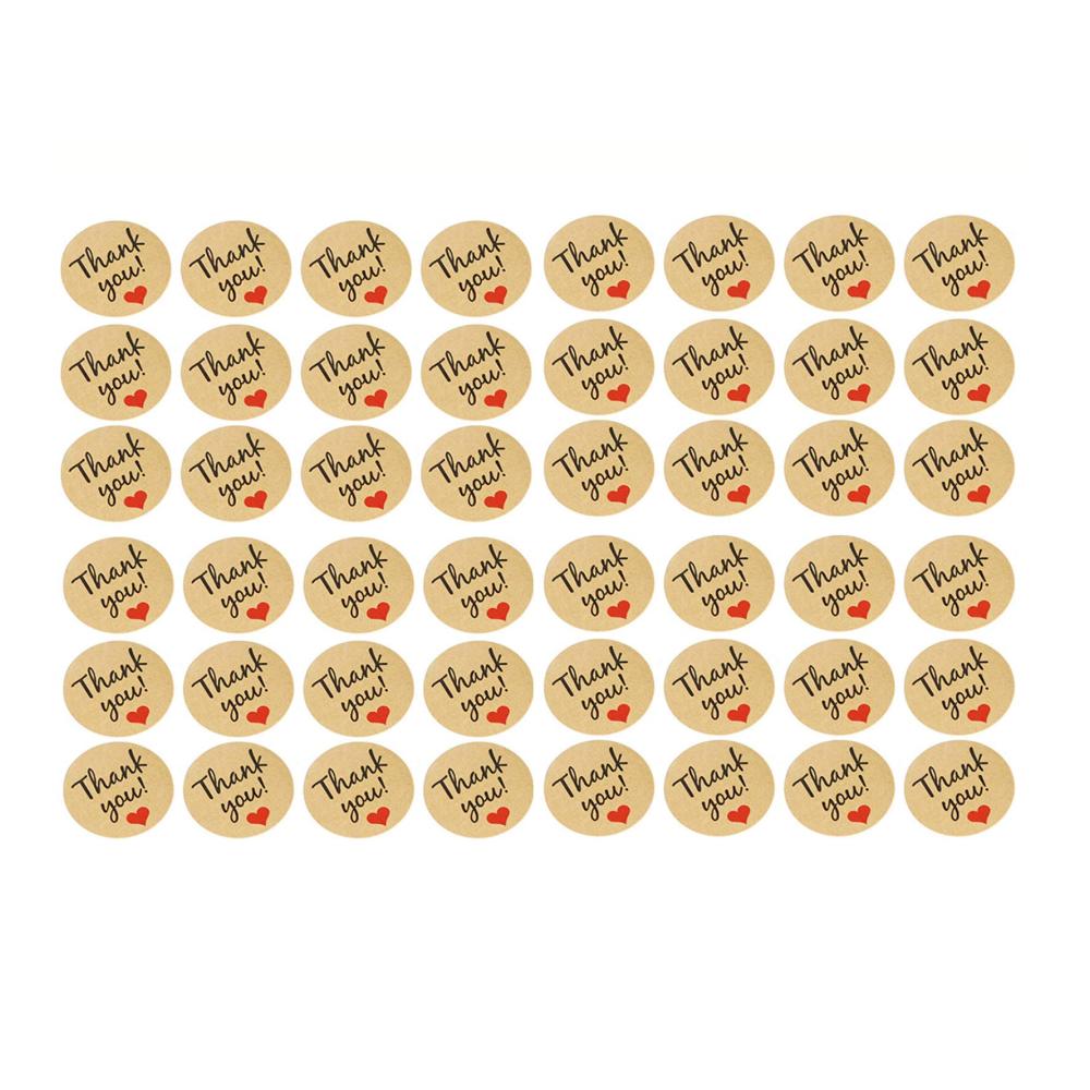 48 Kraftpapier Sticker Thank You für Hochzeit & Party - Deko Aufkleber mit Versiegelung - Rustikale Vintage Design - 48 Stück