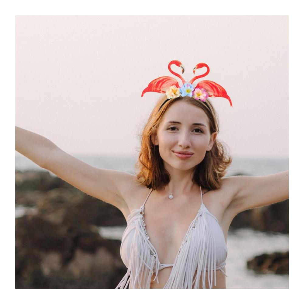 Entzückende Flamingo-Kopfbopper 2er-Pack Tropische Stirnbänder für luftige Luau-Partys! Kreativer Kopfschmuck & Haar-Accessoire für den ultimativen Hawaii-Karnevalsspaß