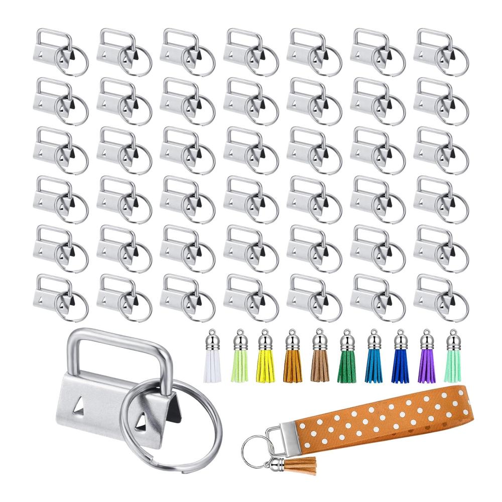 60 Stück Schlüsselband Rohlinge mit Klemmschließeanhängern | DIY Lanyard Hardware Set inkl. Leder Quasten und Schlüsselringen | Perfekt für Handarbeit und DIY-Projekte | Vielseitige Verschlüsse