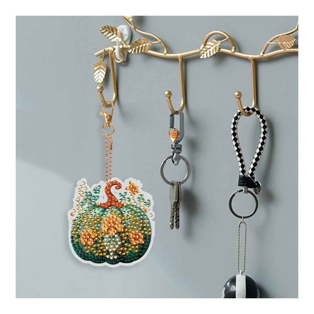 10-teiliges Diamant-Kunst-Schlüsselanhänger-Set in speziellen Formen – Doppelseitige Strass-Gemälde-Anhänger inklusive Kürbis- und Sonnen-Designs für einzigartige Diamant-Gemälde-Kunst-Erlebnisse